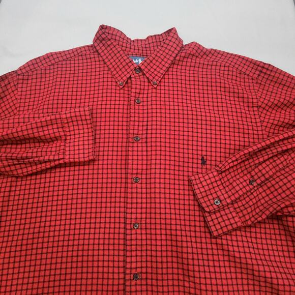 Ralph Lauren Classic Fit Men's Red Black Check Button Up Shirt Sz 3XB - Picture 1 of 6